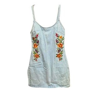 Forever21 Embroidered Denim Dress S